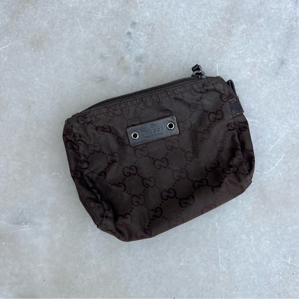 Authentic Vintage Gucci Black Monogram Pouch